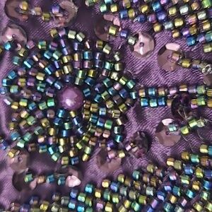 Purple Vintage beaded Sequence Shoulder Clasp evening formal Bag.Y2K ALMOST NEW